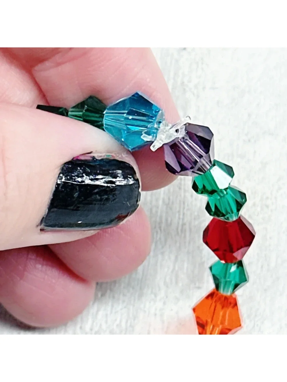 343u. Glass Stretch Bracelet Rainbow